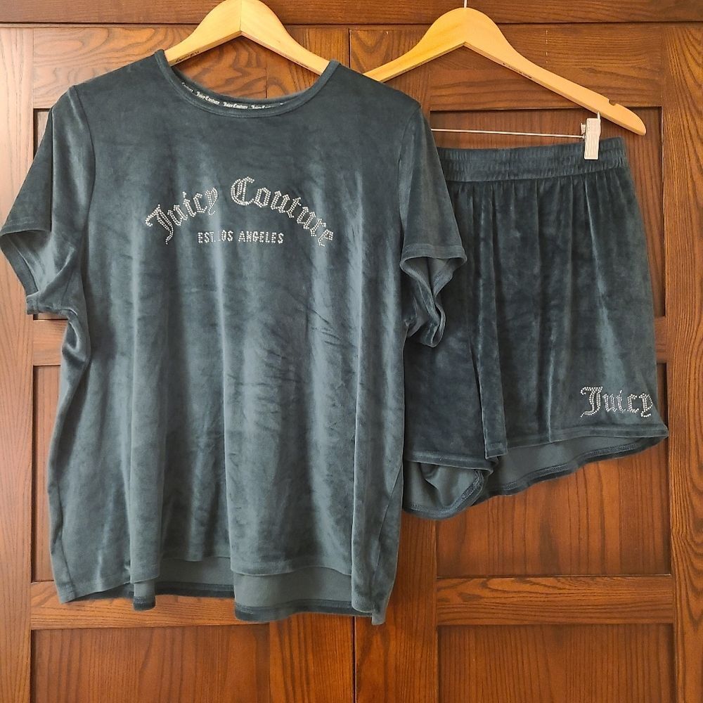 Juicy Couture Velour Two Piece Pajama Set Emerald Green Size 1X
